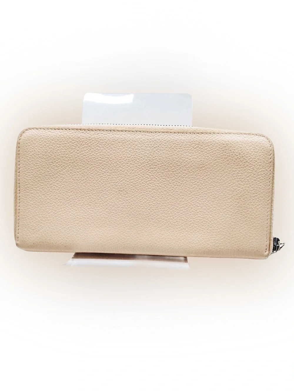 YSL Saint Laurent Beige Long Zip Around Leather Wallet